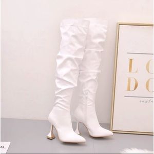 White over the knee boots